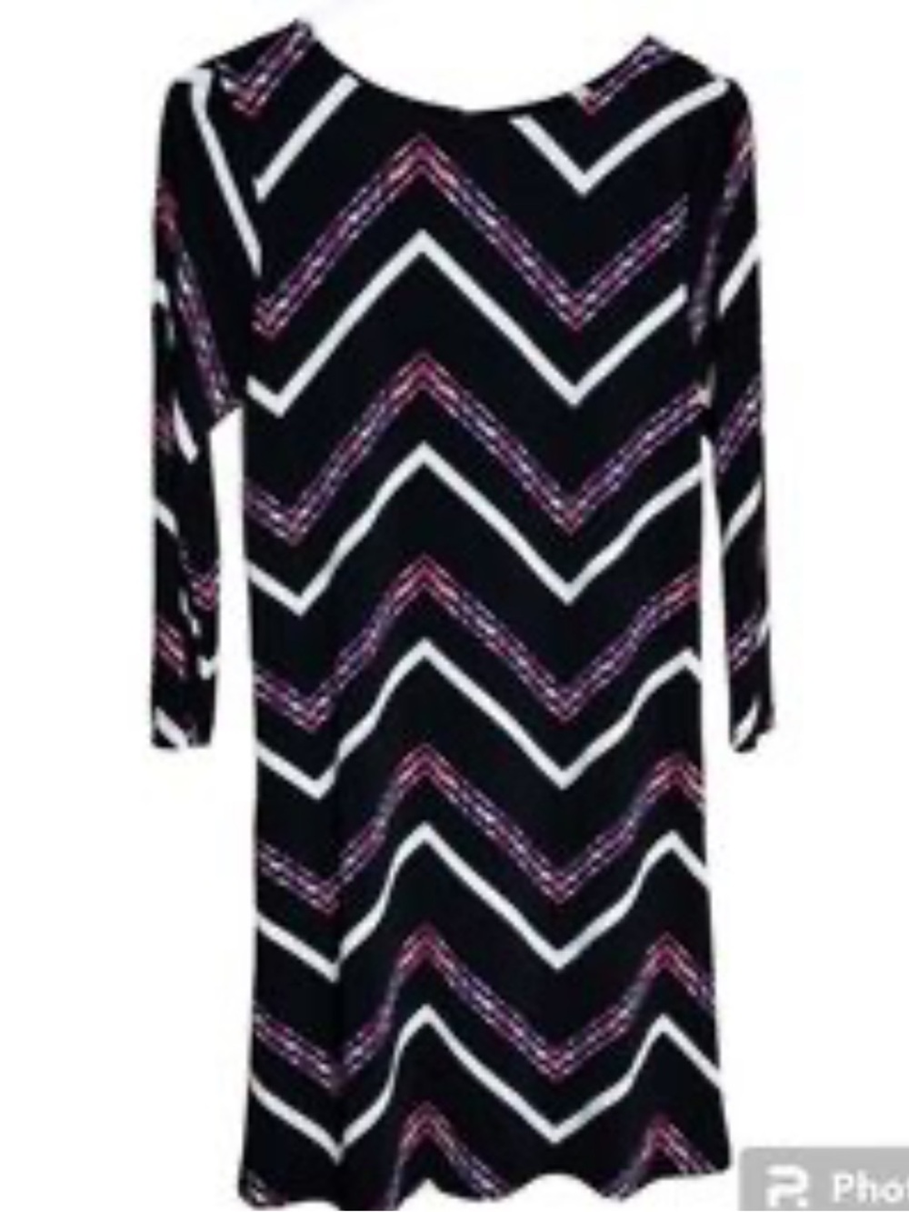 BONGO Black Dress with Pink and White Chevron Pattern